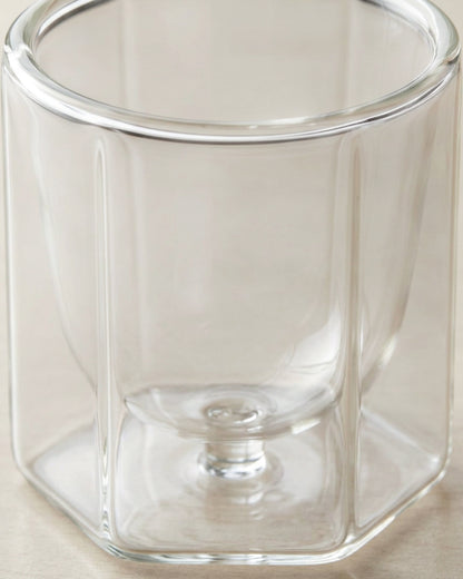 Fnvrp Double-Wall Borosilicate Hexagonal Espresso Cup 3 oz Clear - Detail view